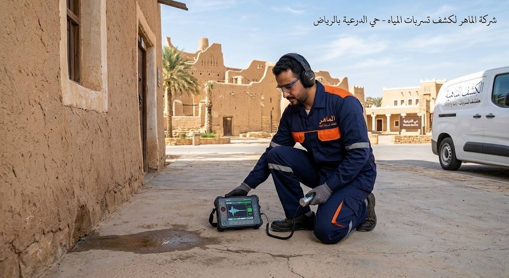 كشف تسربات المياه في حي الدرعية بالرياض