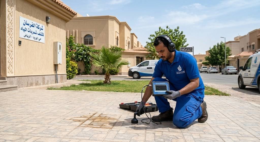 كشف تسربات المياه في حي الورود بالرياض